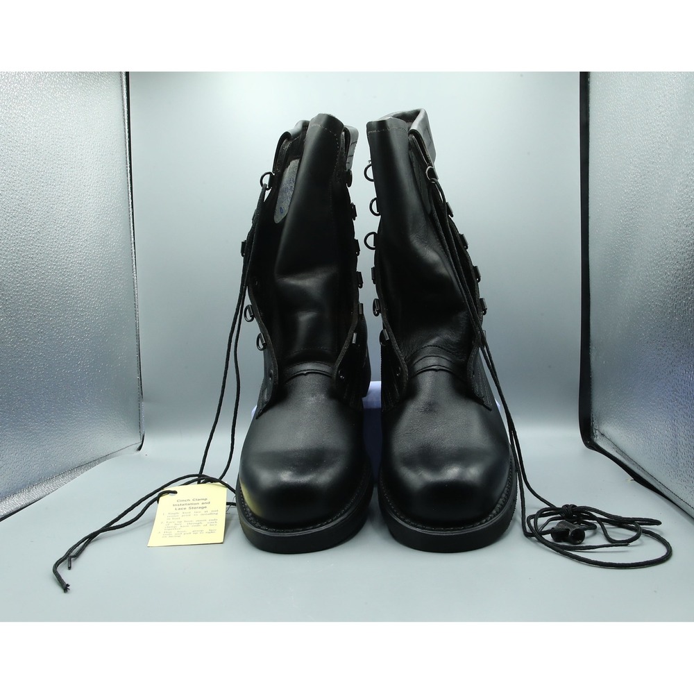 Addison Shoe Co Mens 9D Black Leather Combat Boots 1988 Vtg DLA-100-88-C-4177